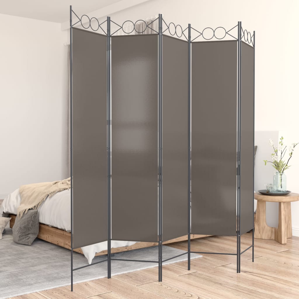 vidaXL 5-Panel Room Divider Anthracite 200x200 cm Fabric 1