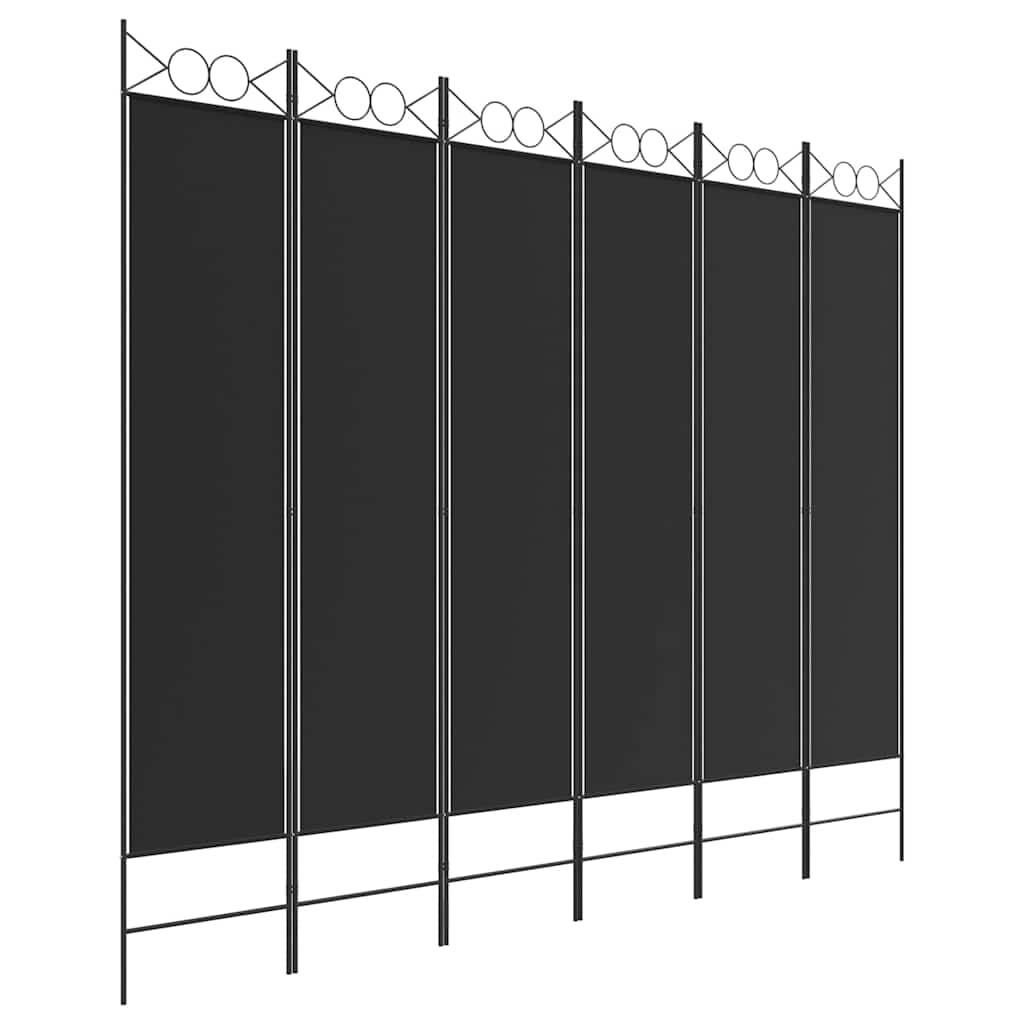 vidaXL 6-Panel Room Divider Black 240x200 cm Fabric 2