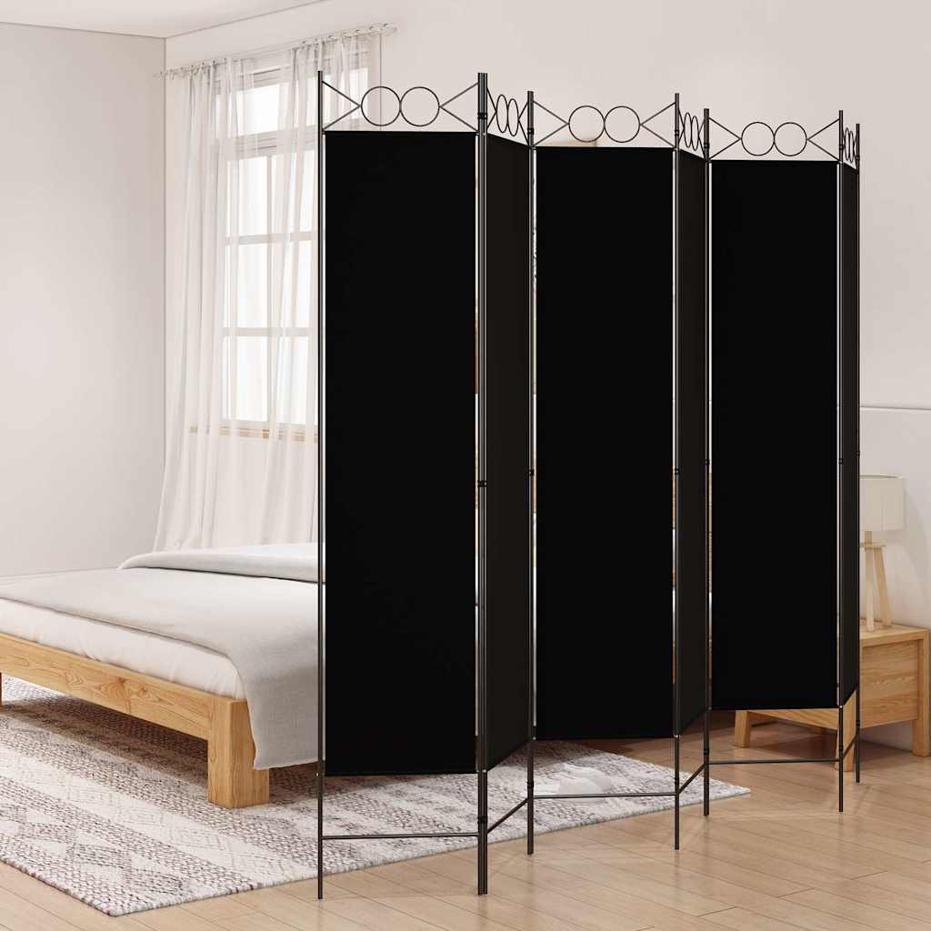 vidaXL 6-Panel Room Divider Black 240x200 cm Fabric 1