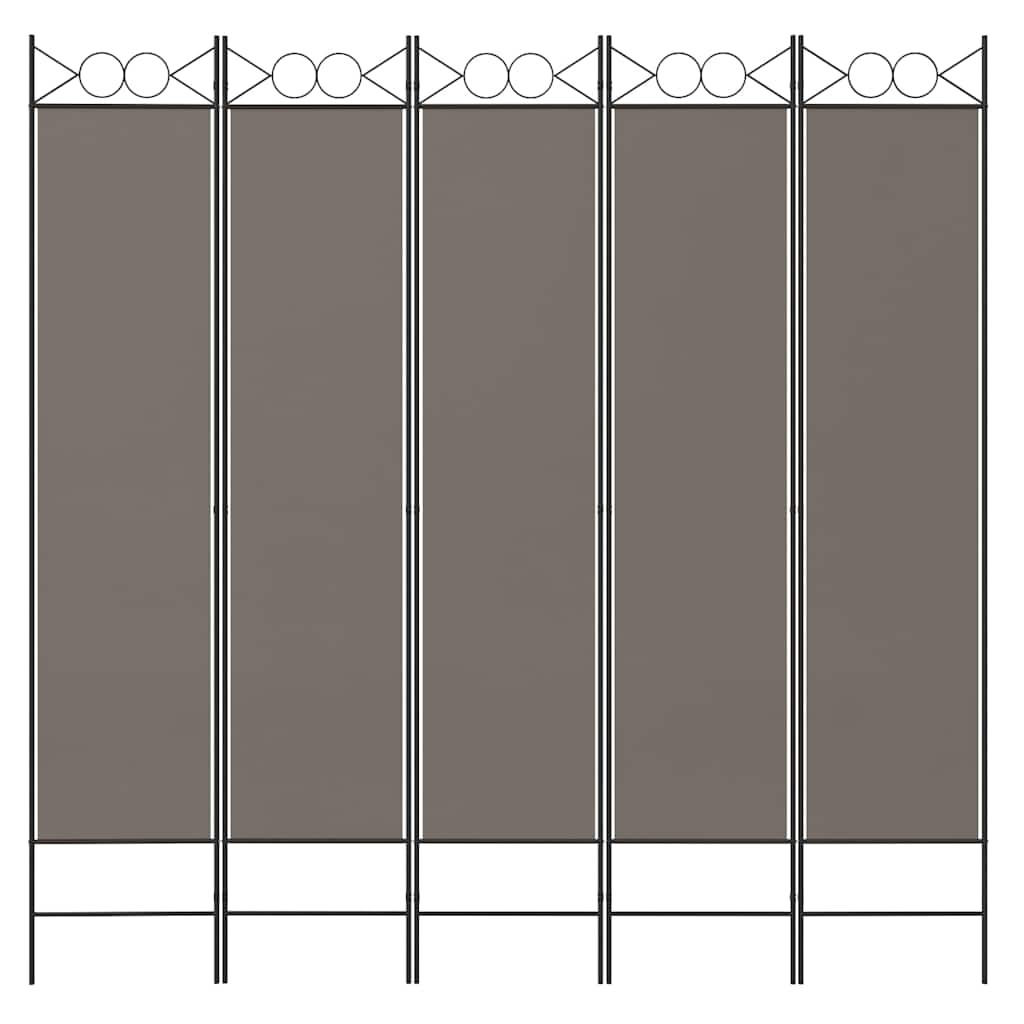 vidaXL 5-Panel Room Divider Anthracite 200x220 cm Fabric 3