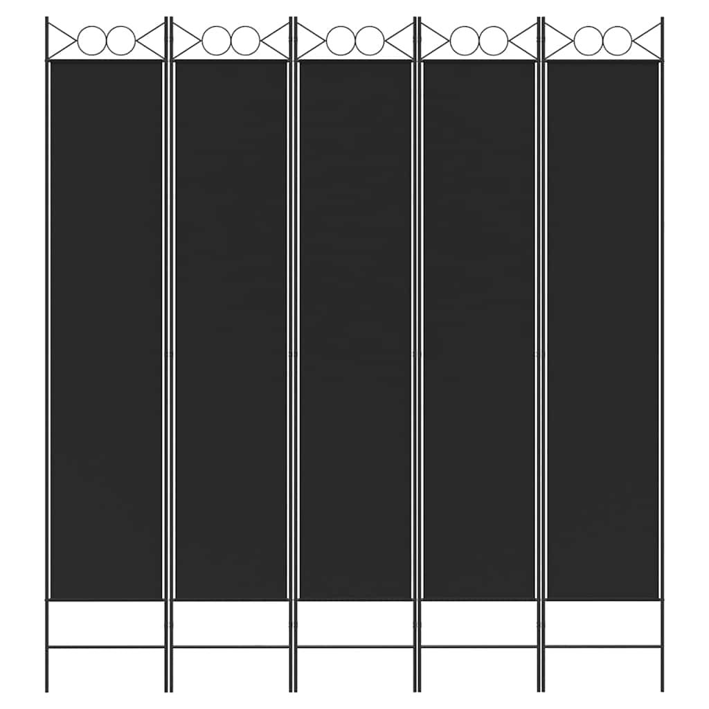 vidaXL 5-Panel Room Divider Black 200x220 cm Fabric 3