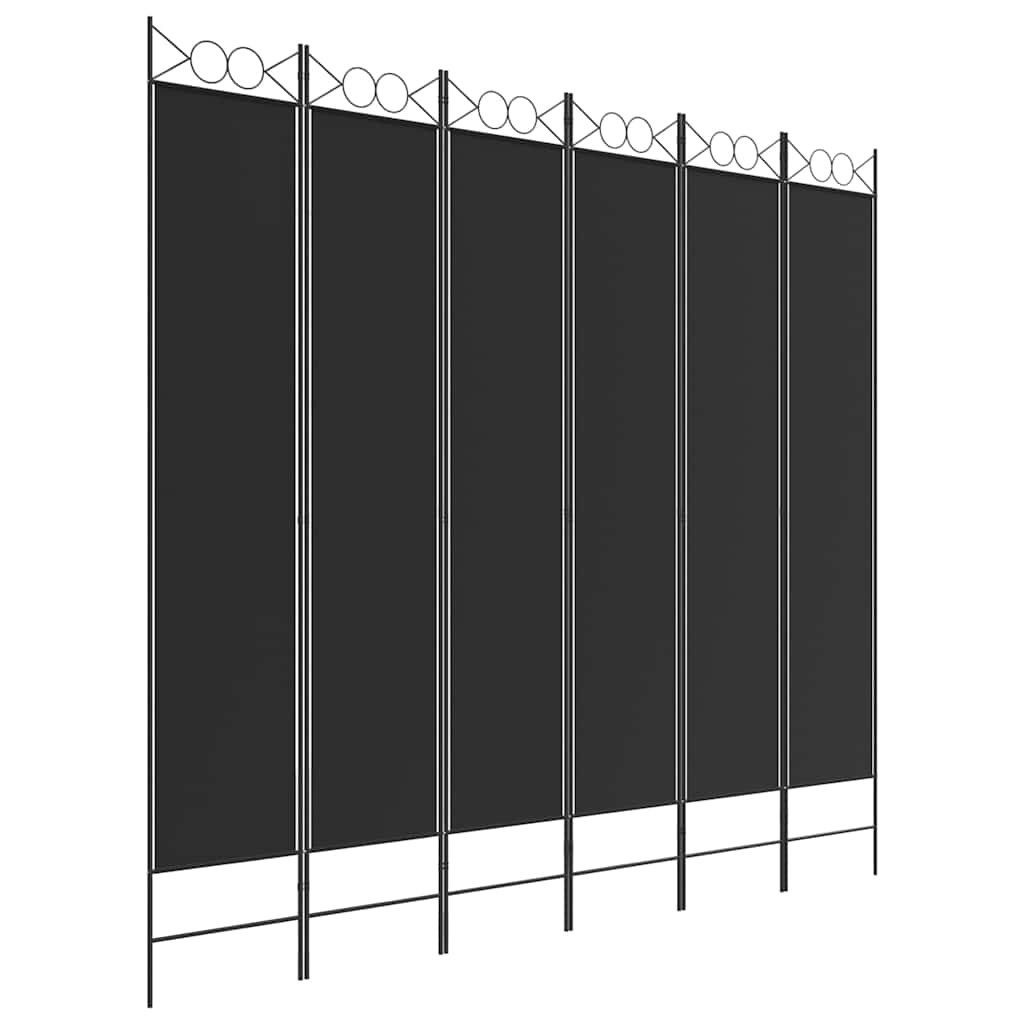 vidaXL 6-Panel Room Divider Black 240x220 cm Fabric 2
