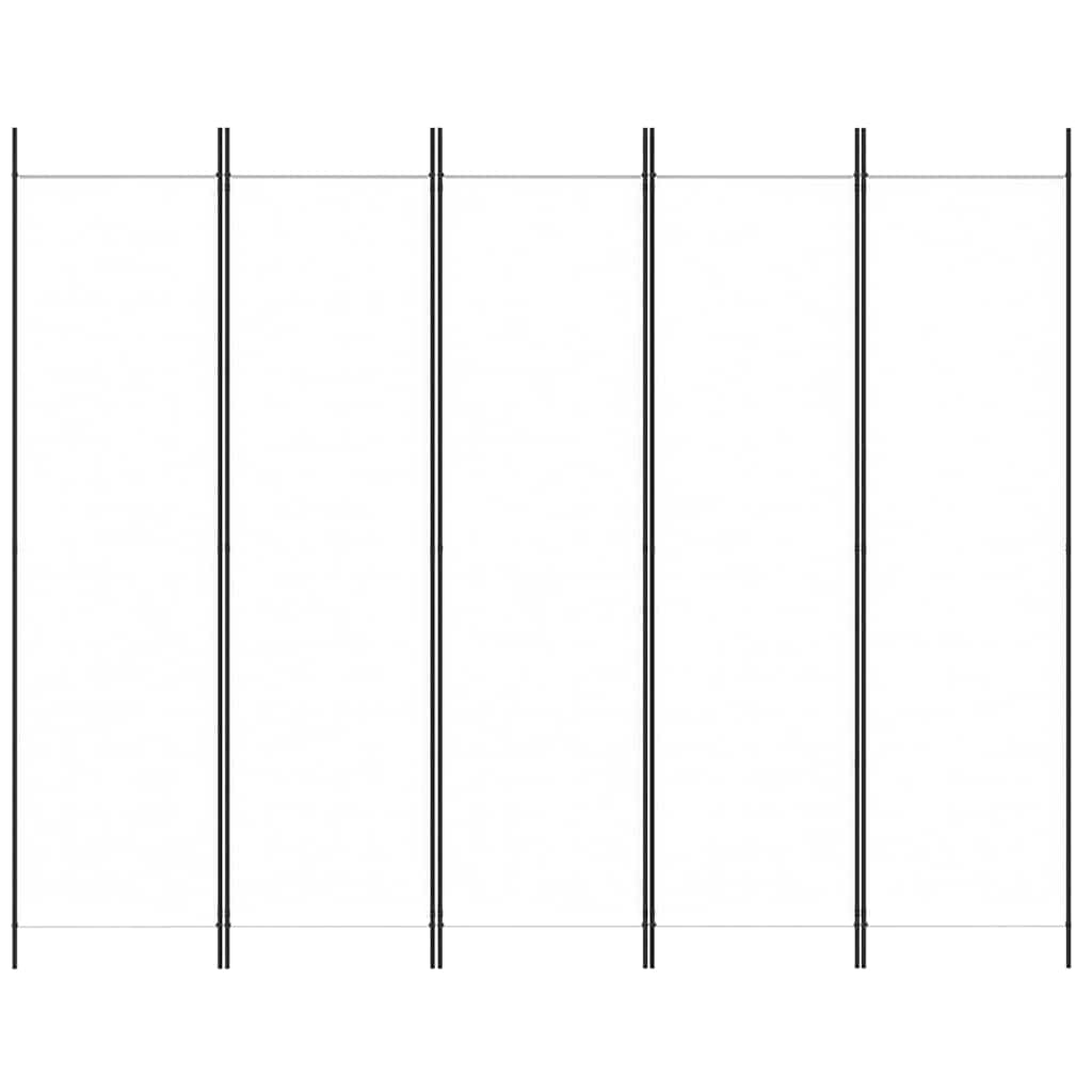 vidaXL 5-Panel Room Divider White 250x200 cm Fabric 3