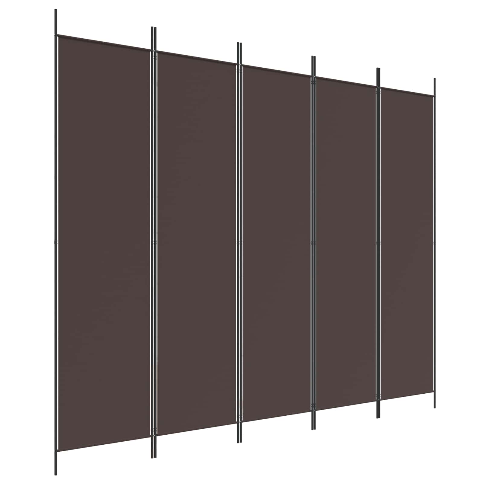 vidaXL 5-Panel Room Divider Brown 250x200 cm Fabric 2