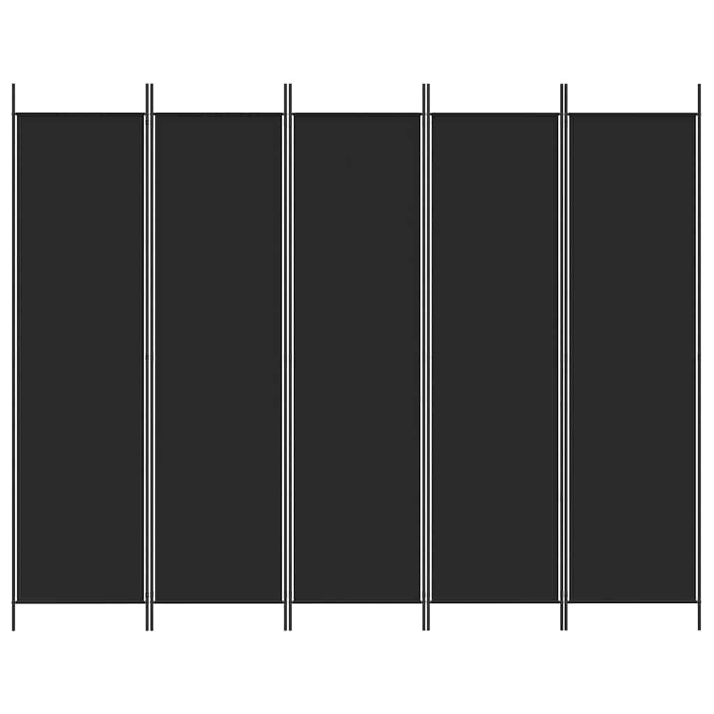 5-Panel Room Divider Black, image 4