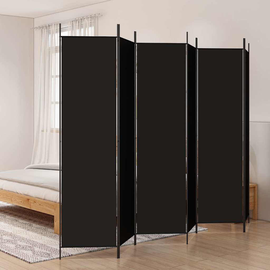 vidaXL 6-Panel Room Divider Black 300x200 cm Fabric 3