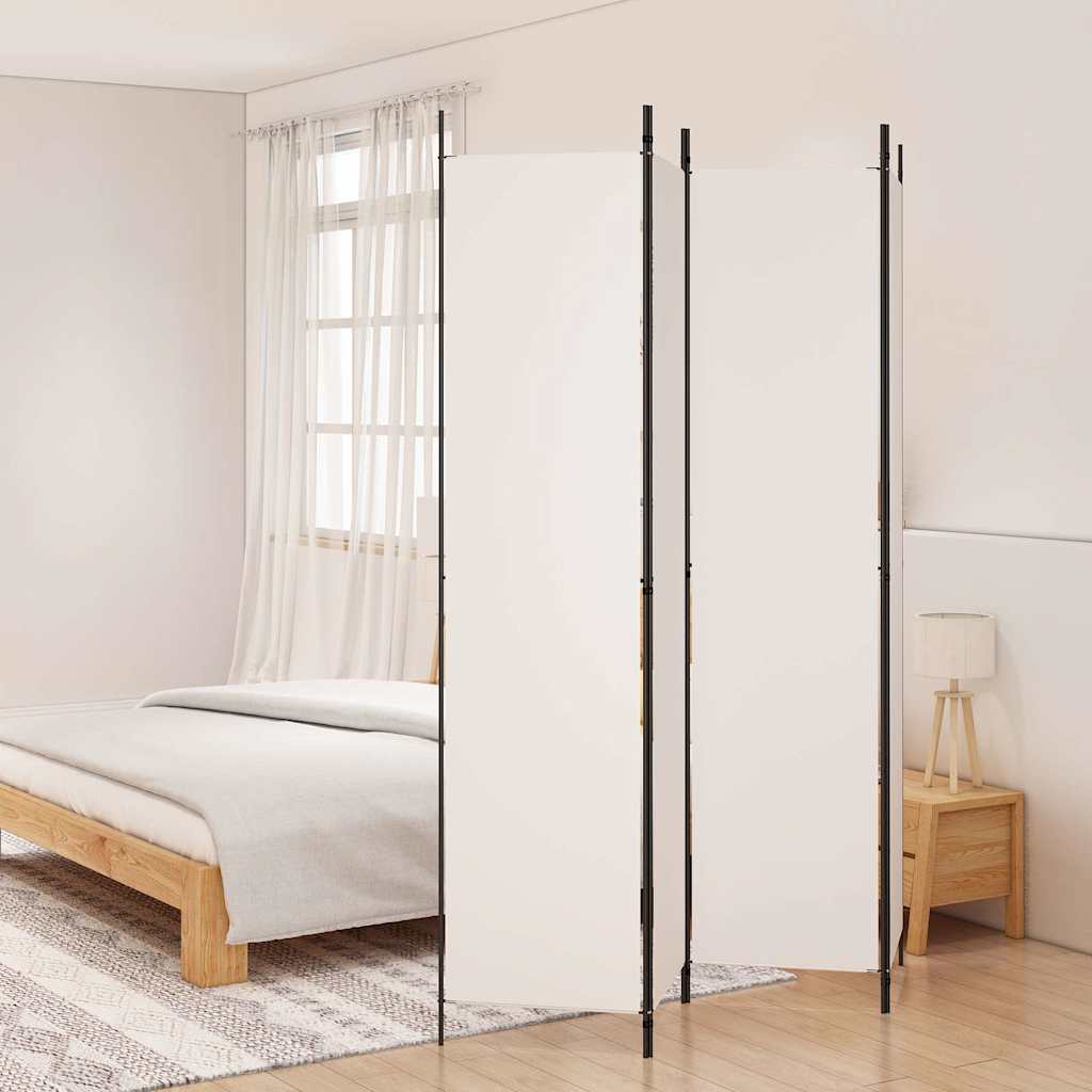 vidaXL 4-Panel Room Divider White 200x220 cm Fabric 1