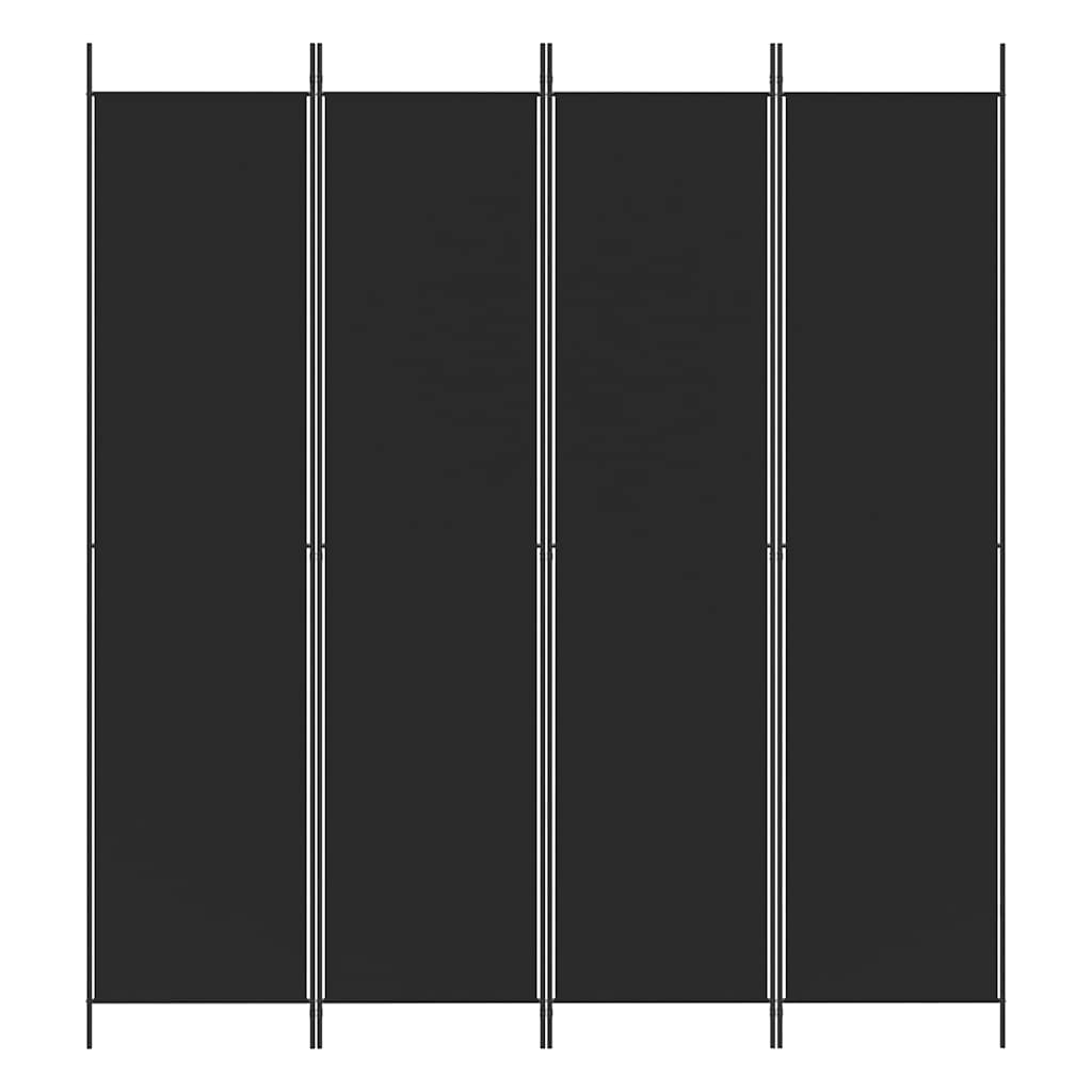vidaXL 4-Panel Room Divider Black 200x220 cm Fabric 3