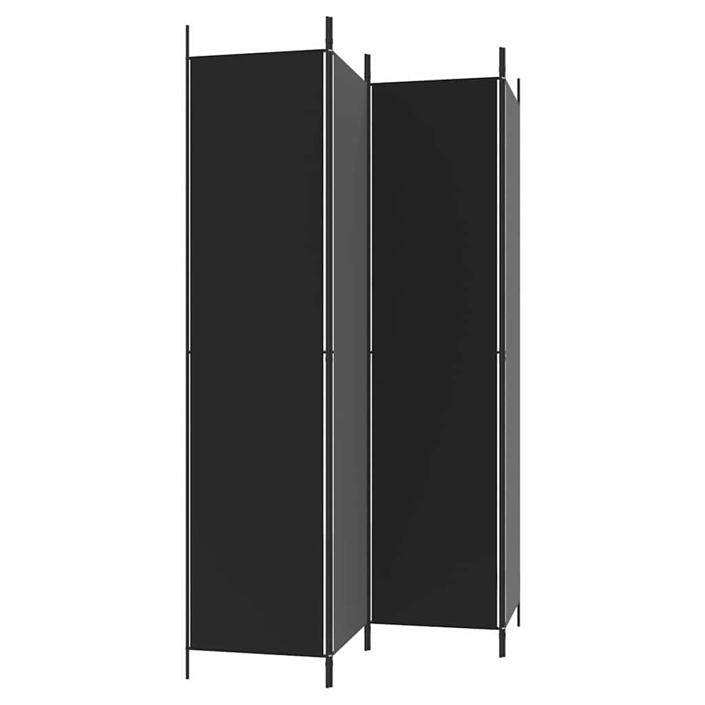 vidaXL 4-Panel Room Divider Black 200x220 cm Fabric 5