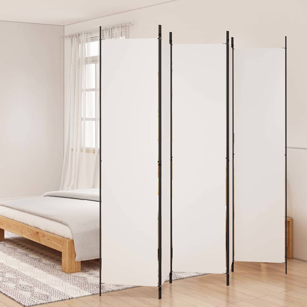 vidaXL 5-Panel Room Divider White 250x220 cm Fabric 1