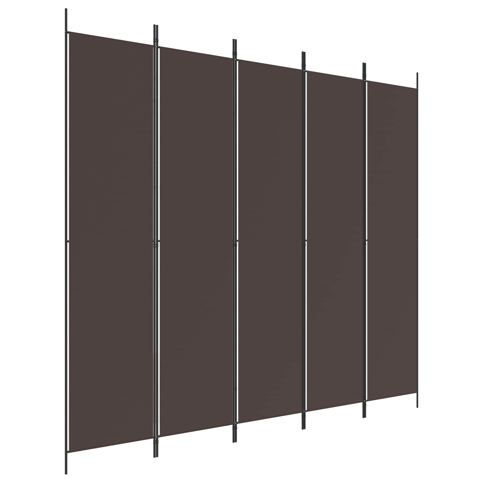 vidaXL 5-Panel Room Divider Brown 250x220 cm Fabric 2