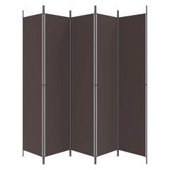 vidaXL 5-Panel Room Divider Brown 250x220 cm Fabric 3