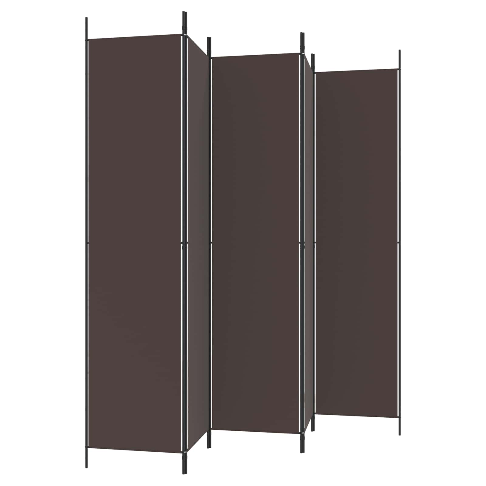 vidaXL 5-Panel Room Divider Brown 250x220 cm Fabric 4