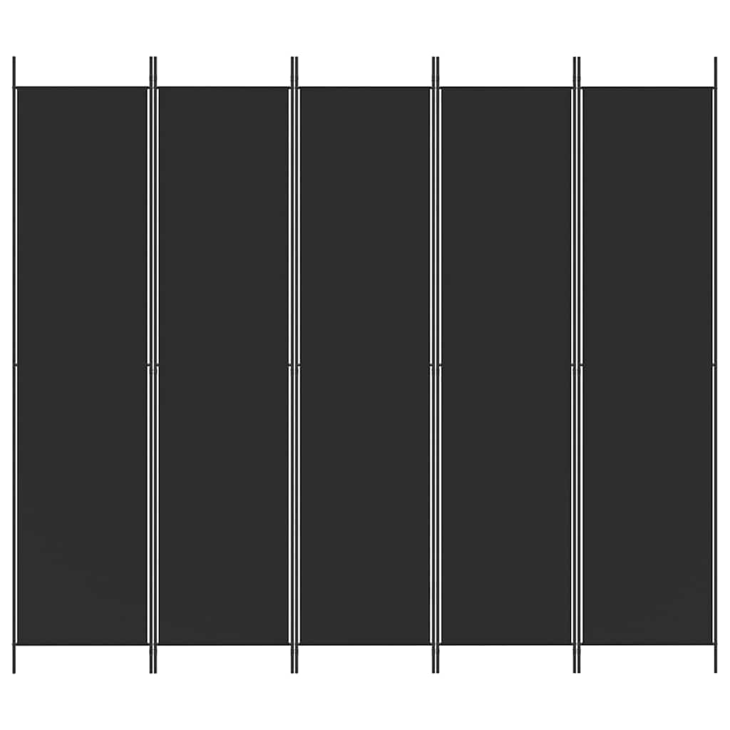 vidaXL 5-Panel Room Divider Black 250x220 cm Fabric 3