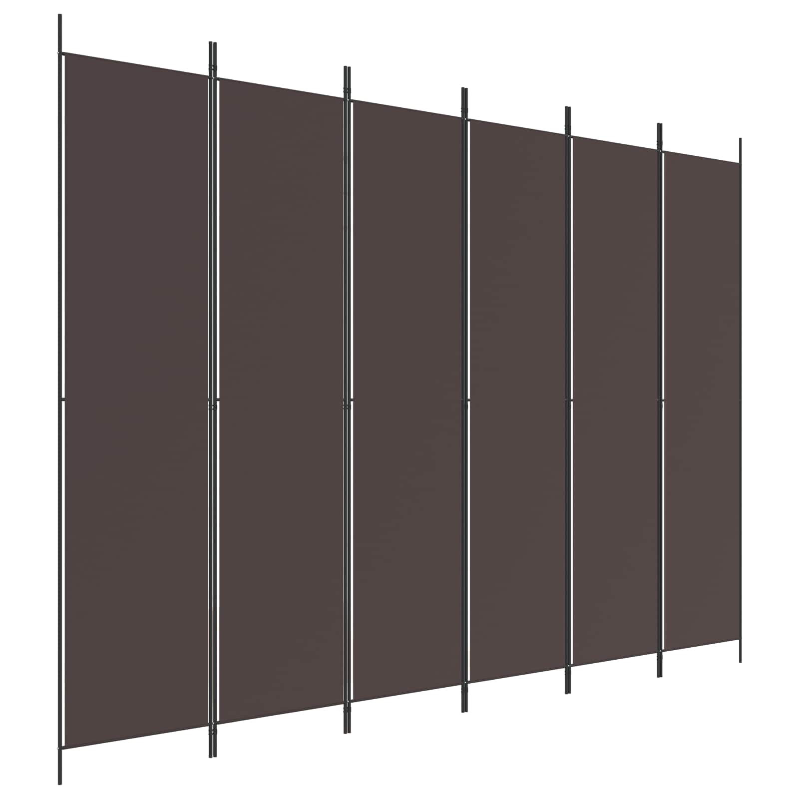 vidaXL 6-Panel Room Divider Brown 300x220 cm Fabric 2