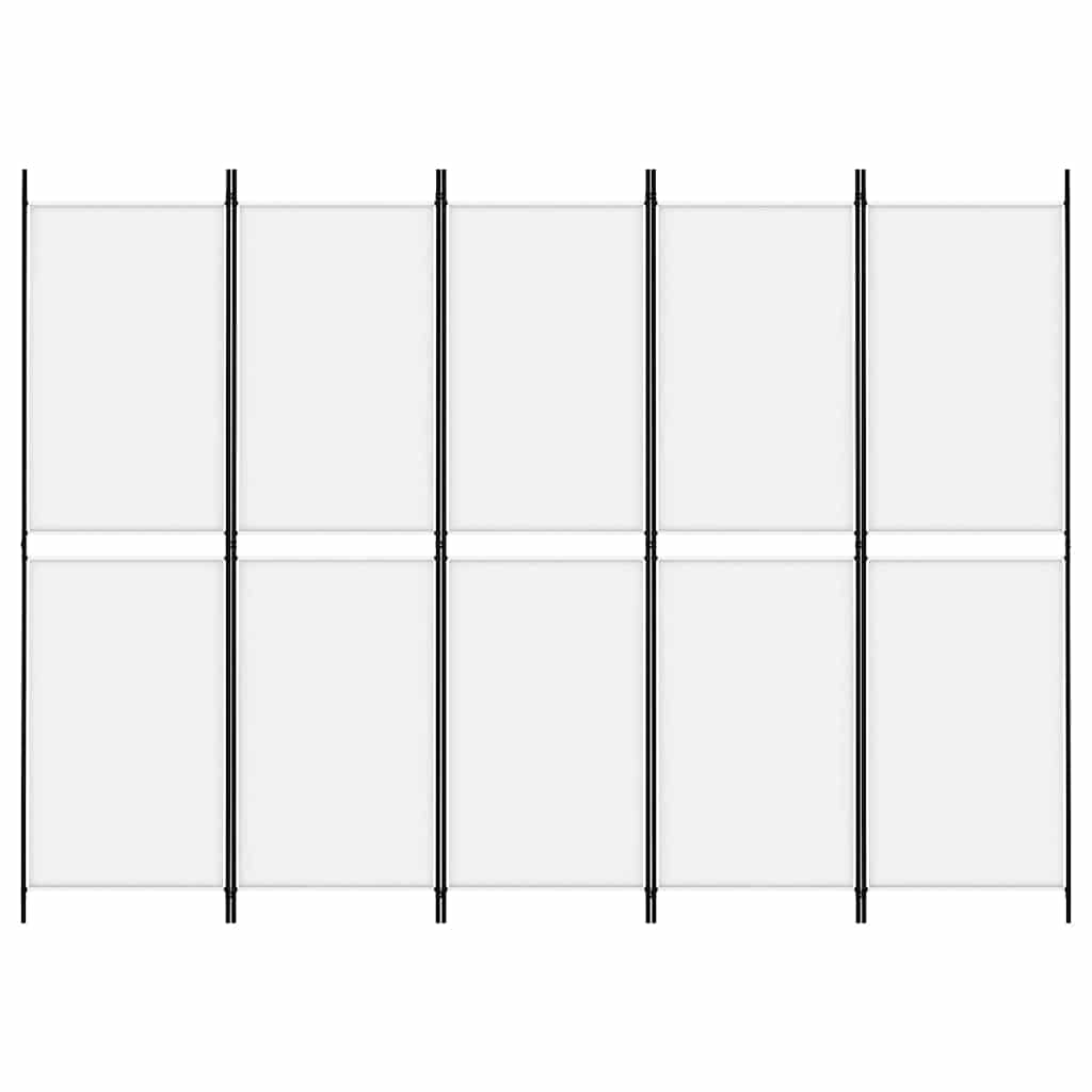 vidaXL 5-Panel Room Divider White 250x180 cm Fabric 3