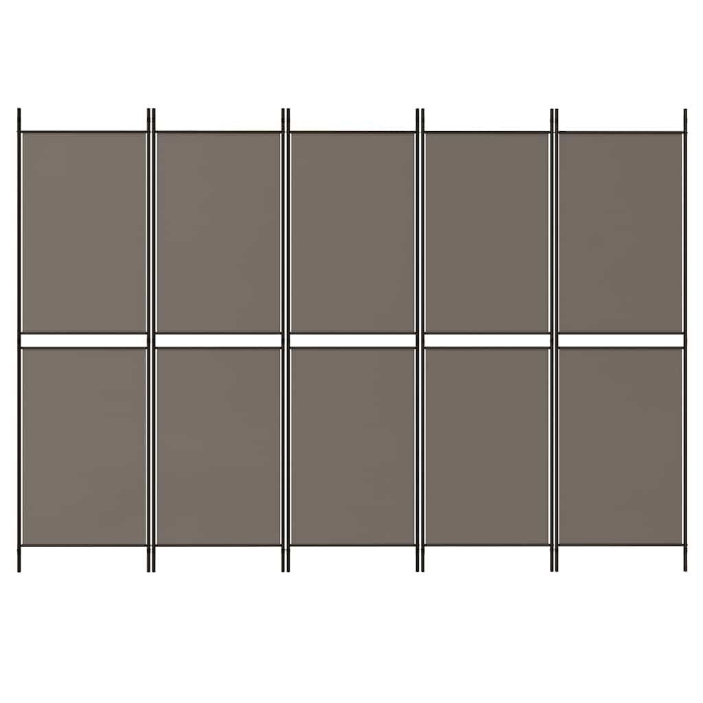 vidaXL 5-Panel Room Divider Anthracite 250x180 cm Fabric 3
