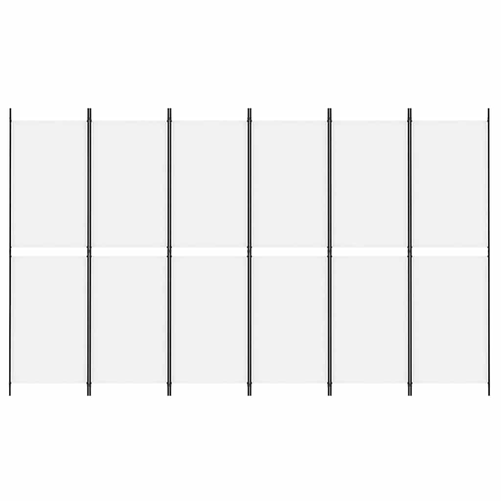 vidaXL 6-Panel Room Divider White 300x180 cm Fabric 3