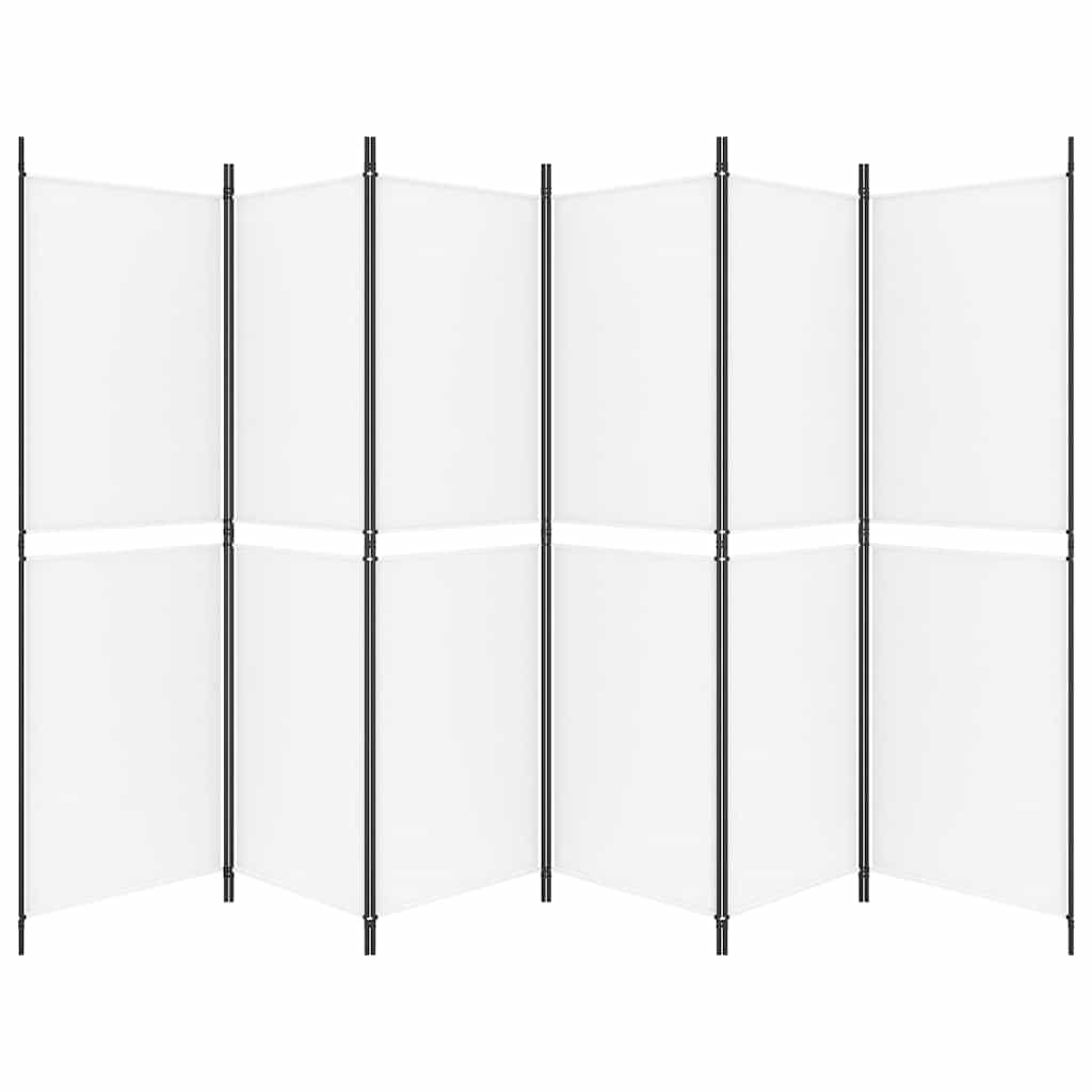 vidaXL 6-Panel Room Divider White 300x180 cm Fabric 4