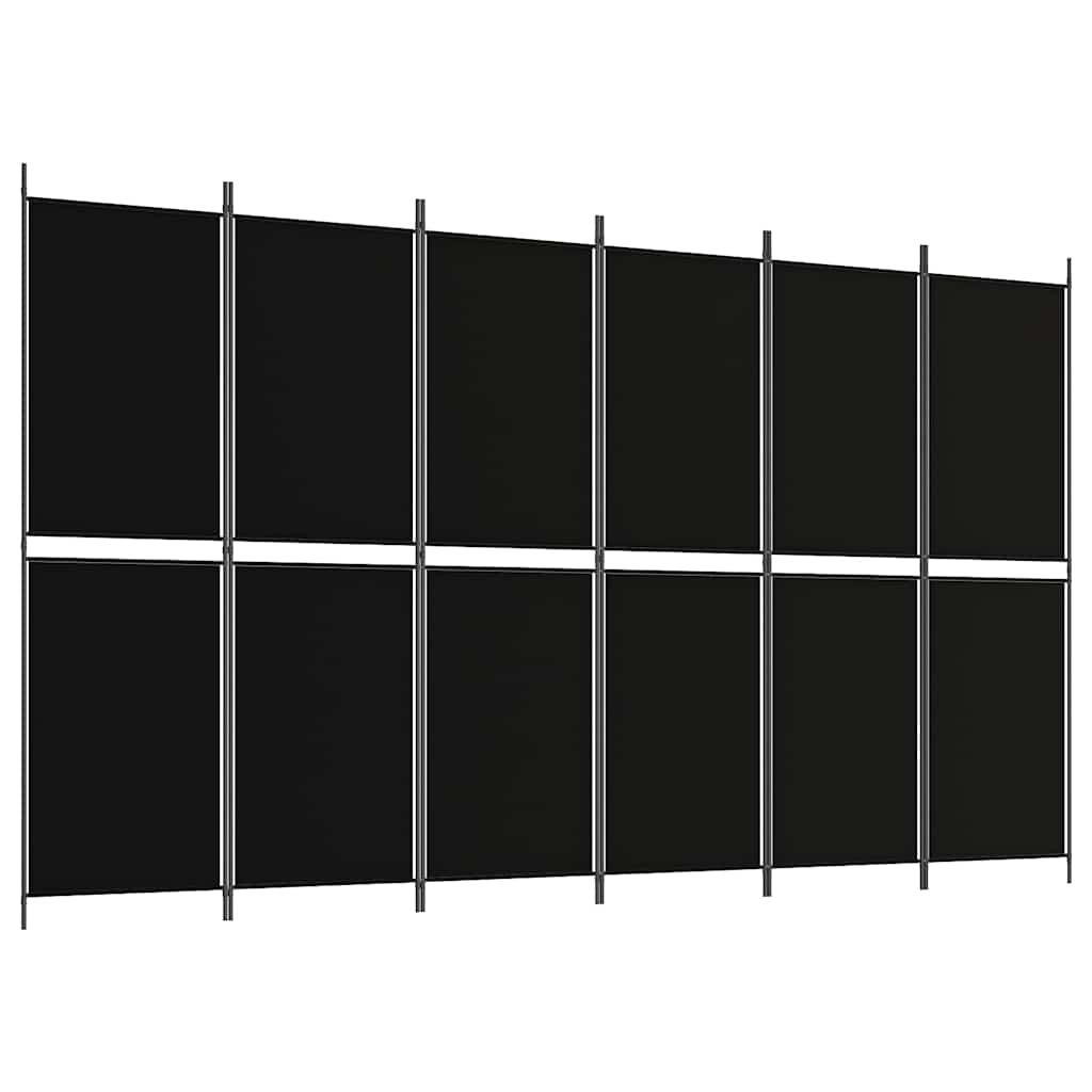 vidaXL 6-Panel Room Divider Black 300x180 cm Fabric 2
