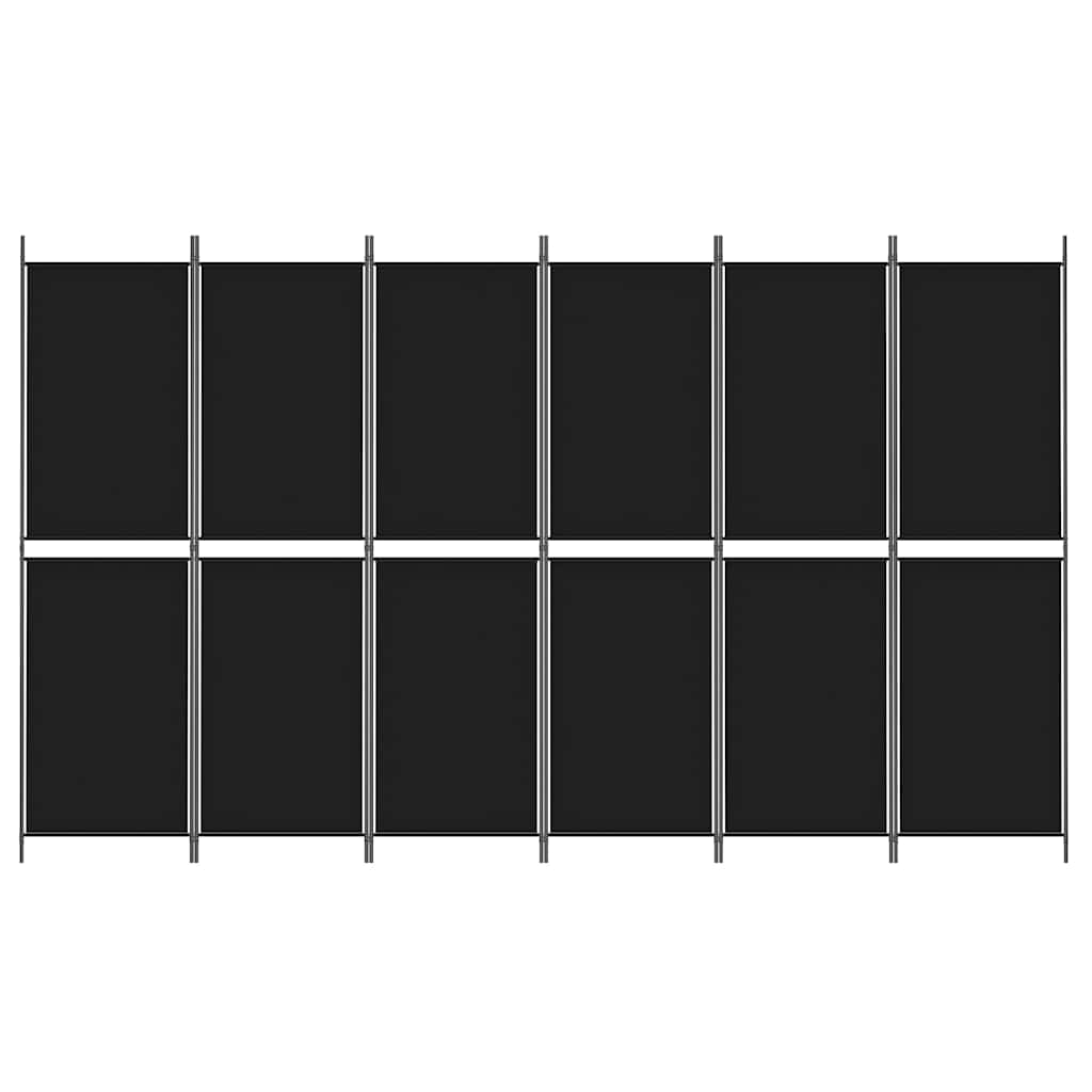 vidaXL 6-Panel Room Divider Black 300x180 cm Fabric 3