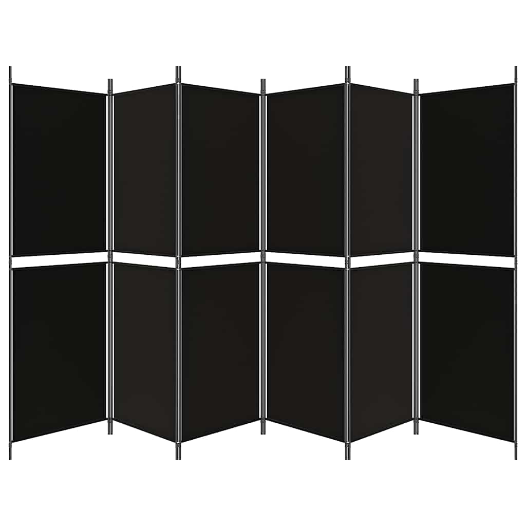 vidaXL 6-Panel Room Divider Black 300x180 cm Fabric 4