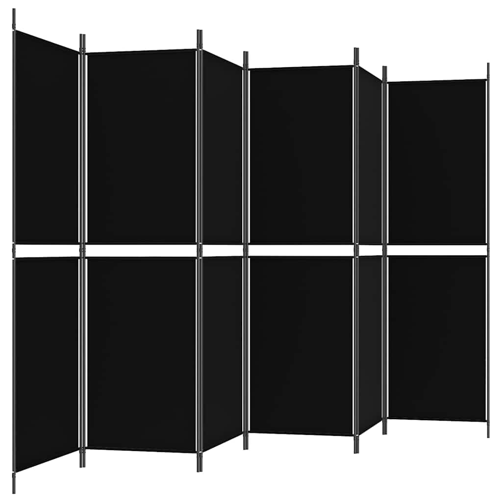 vidaXL 6-Panel Room Divider Black 300x180 cm Fabric 5