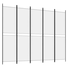 vidaXL 5-Panel Room Divider White 250x200 cm Fabric 2
