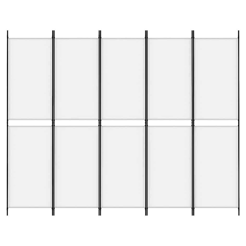 vidaXL 5-Panel Room Divider White 250x200 cm Fabric 3