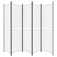 vidaXL 5-Panel Room Divider White 250x200 cm Fabric 4