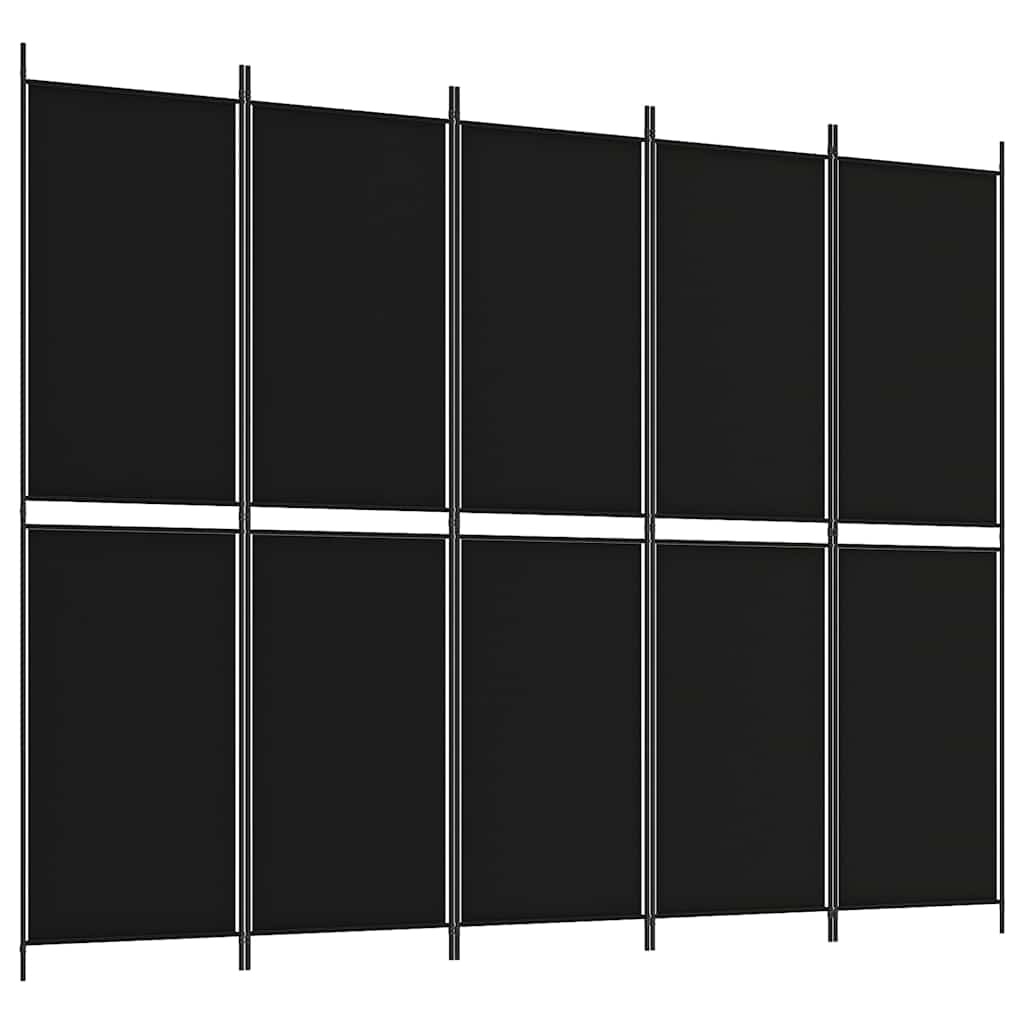 vidaXL 5-Panel Room Divider Black 250x200 cm Fabric 2