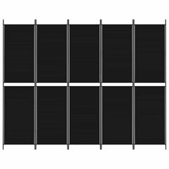 vidaXL 5-Panel Room Divider Black 250x200 cm Fabric 3
