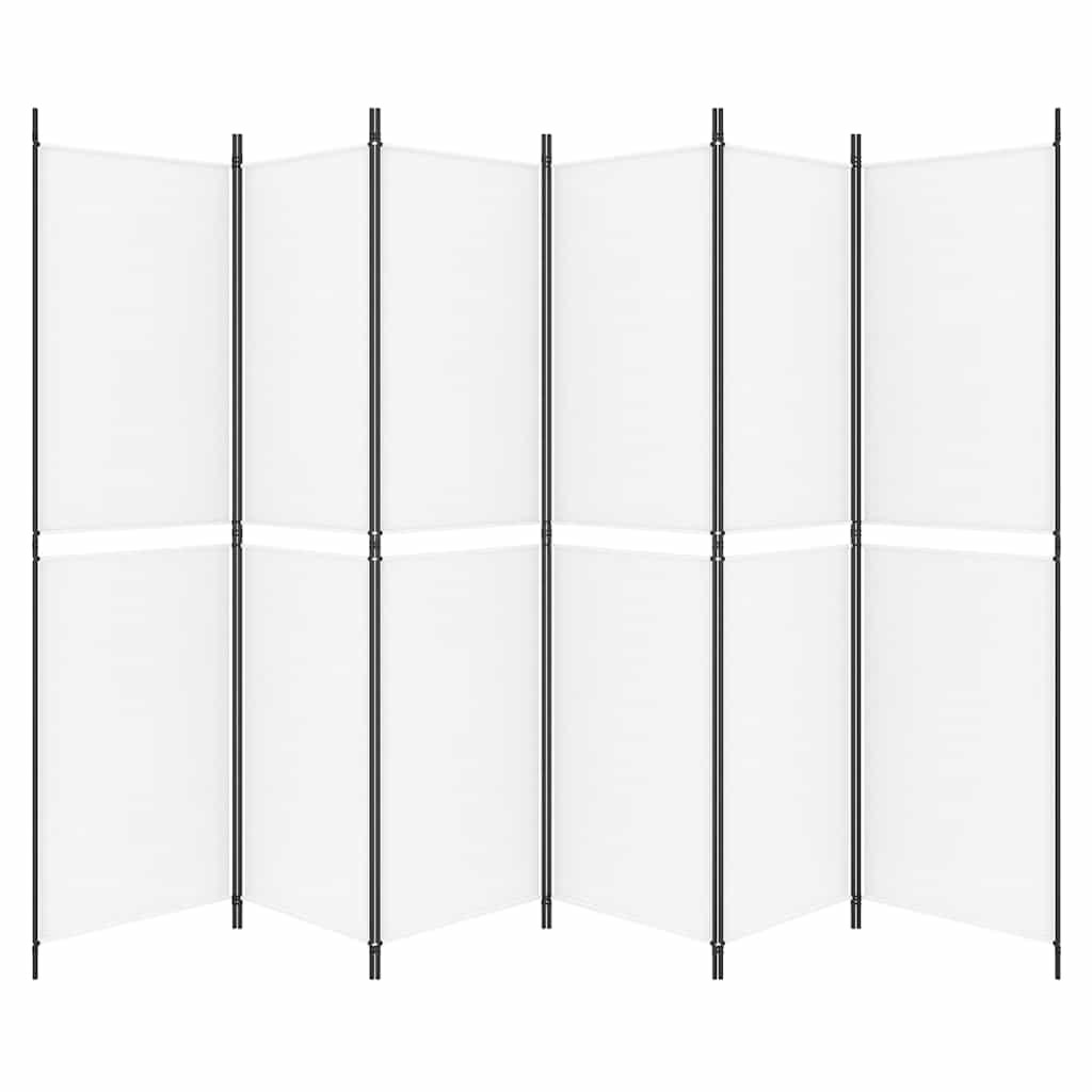 vidaXL 6-Panel Room Divider White 300x200 cm Fabric 3