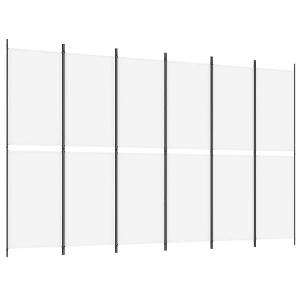 vidaXL 6-Panel Room Divider White 300x200 cm Fabric 4