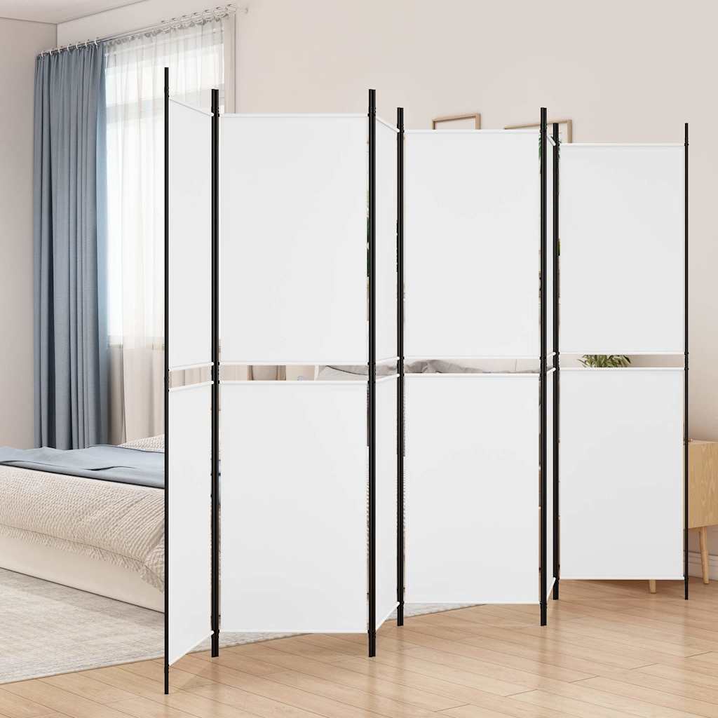 vidaXL 6-Panel Room Divider White 300x200 cm Fabric 1