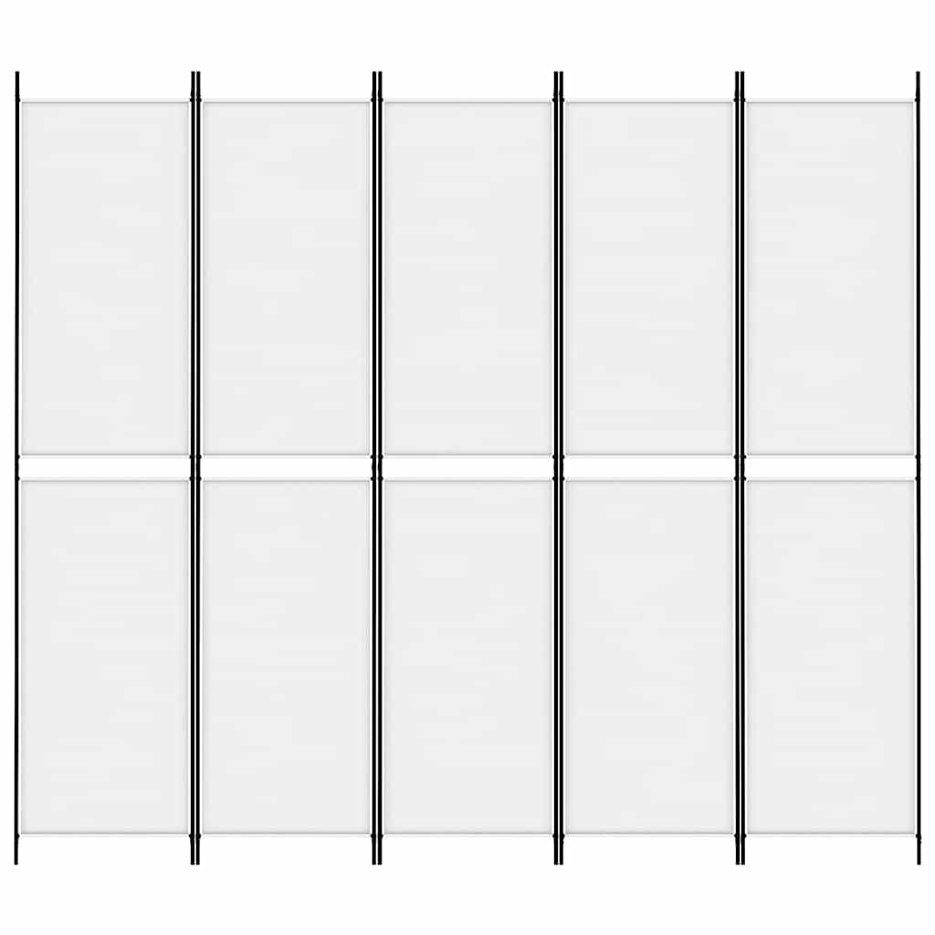 vidaXL 5-Panel Room Divider White 250x220 cm Fabric 3
