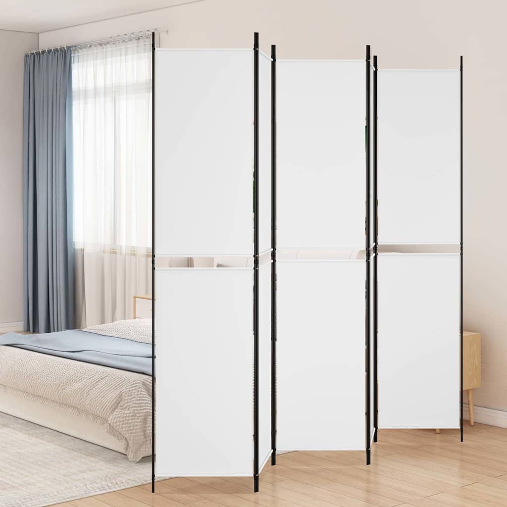 vidaXL 5-Panel Room Divider White 250x220 cm Fabric 1