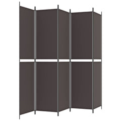 vidaXL 5-Panel Room Divider Brown 250x220 cm Fabric 4