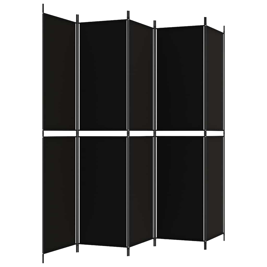 vidaXL 5-Panel Room Divider Black 250x220 cm Fabric 5