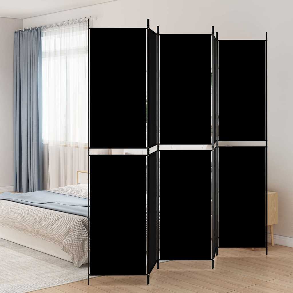 vidaXL 5-Panel Room Divider Black 250x220 cm Fabric 1