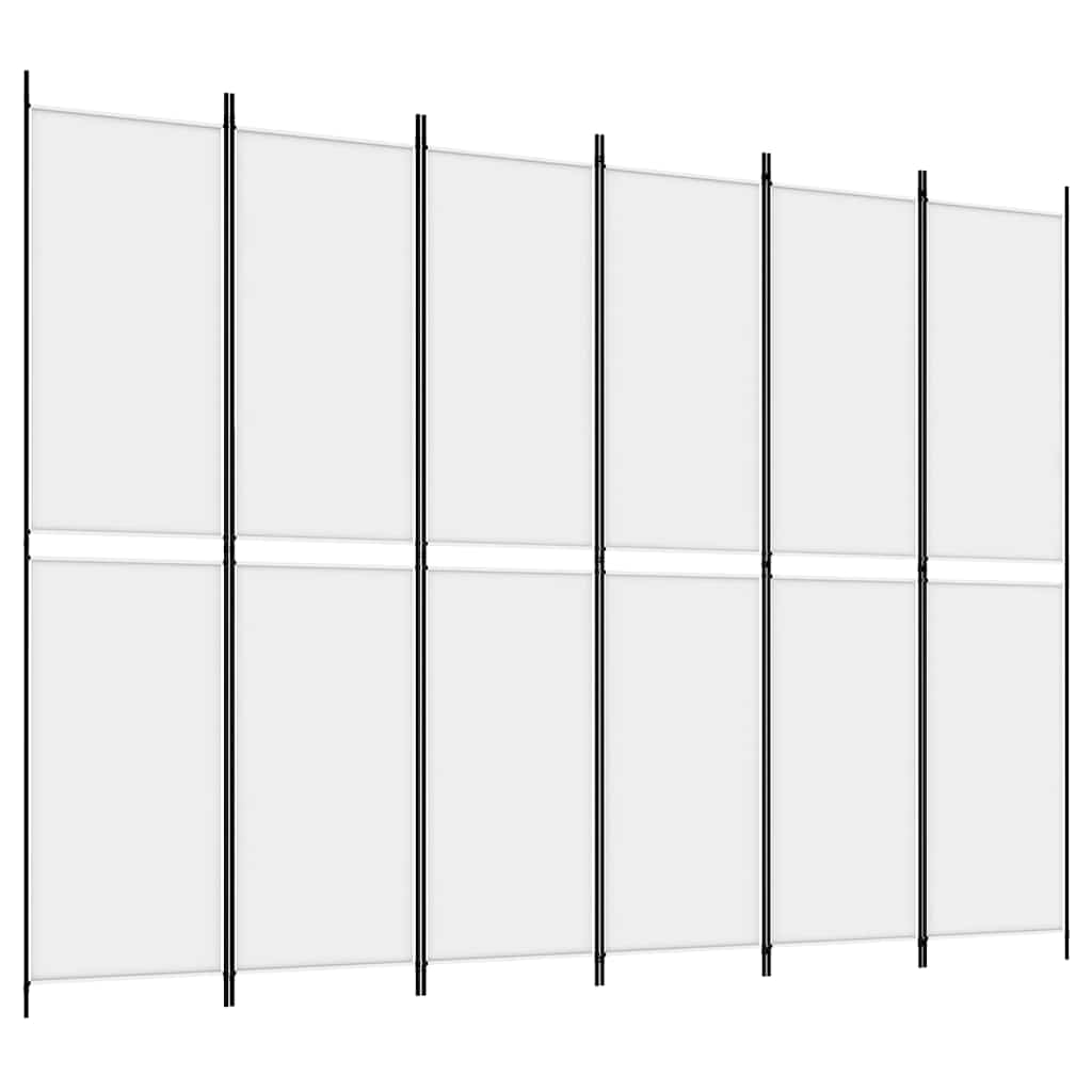 vidaXL 6-Panel Room Divider White 300x220 cm Fabric 2