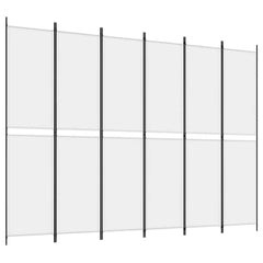 vidaXL 6-Panel Room Divider White 300x220 cm Fabric 2
