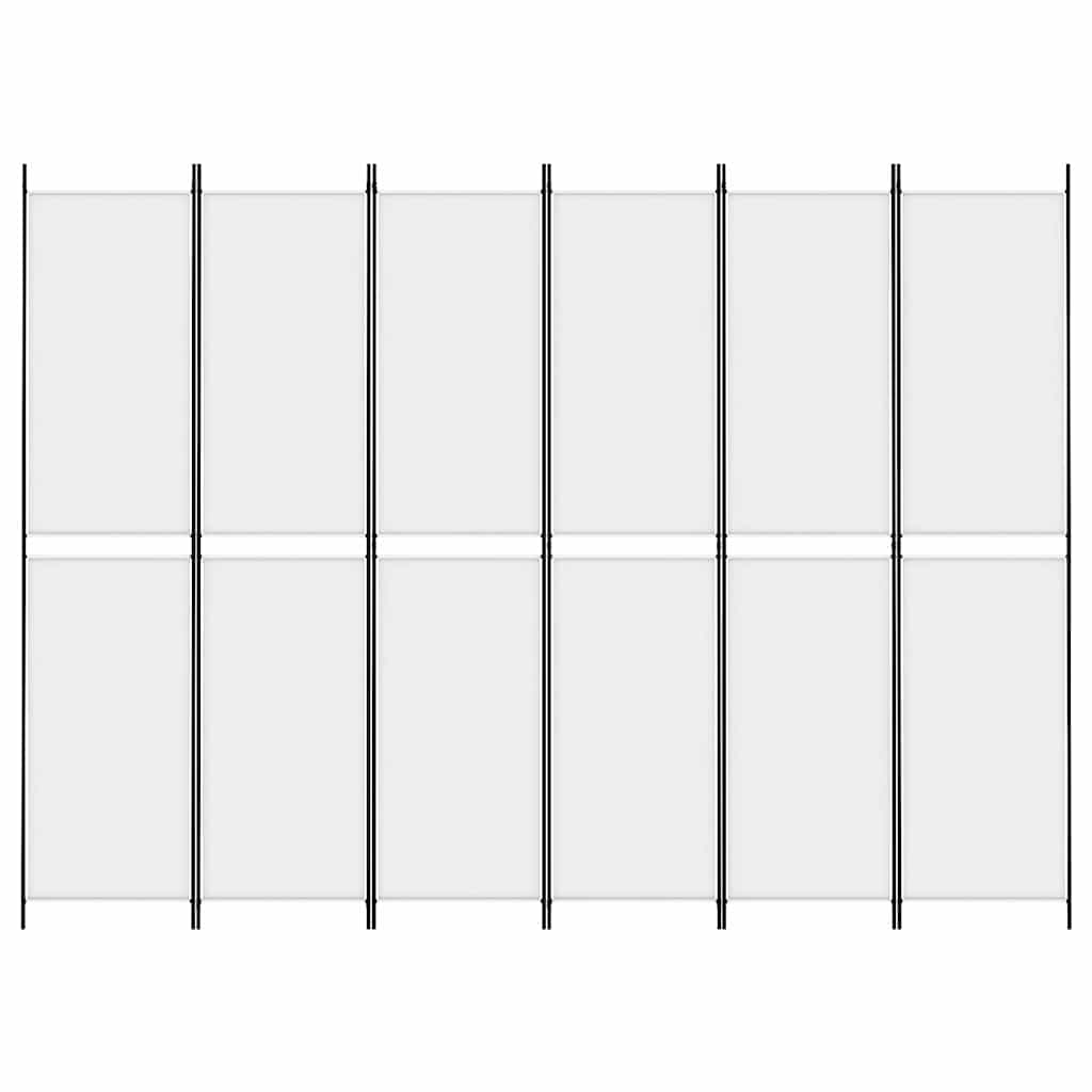 vidaXL 6-Panel Room Divider White 300x220 cm Fabric 3