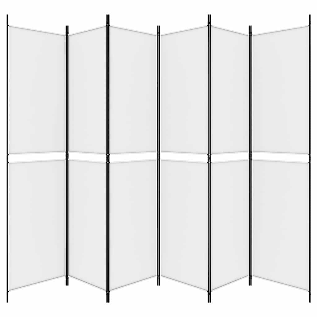 vidaXL 6-Panel Room Divider White 300x220 cm Fabric 4