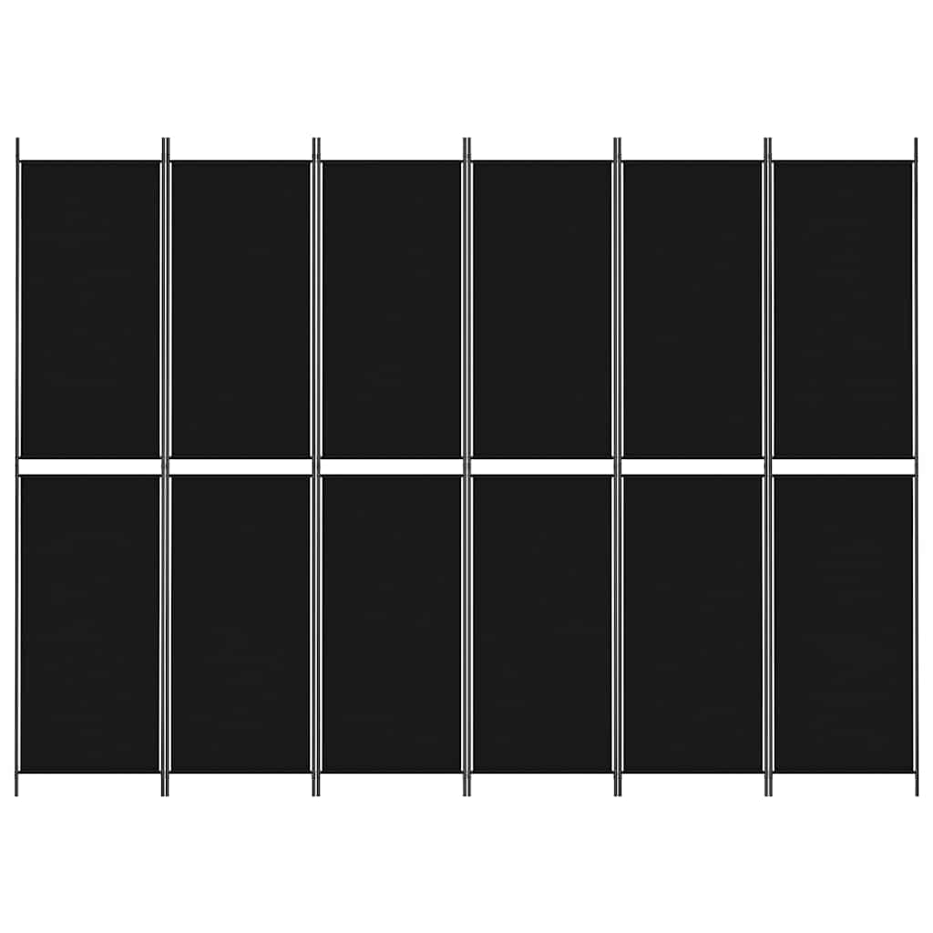 vidaXL 6-Panel Room Divider Black 300x220 cm Fabric 3