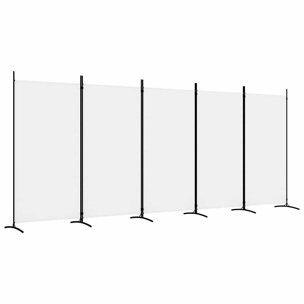 vidaXL 5-Panel Room Divider White 433x180 cm Fabric 2