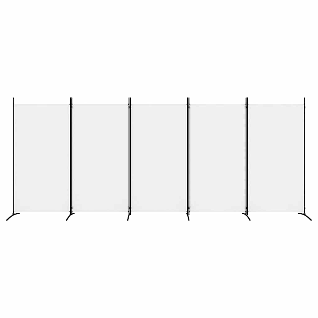 vidaXL 5-Panel Room Divider White 433x180 cm Fabric 3