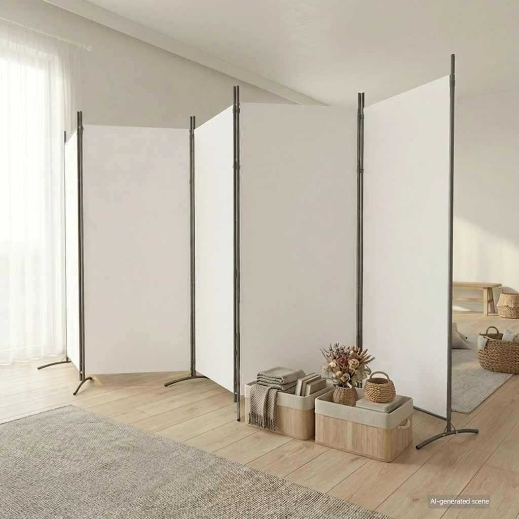 vidaXL 5-Panel Room Divider White 433x180 cm Fabric 1