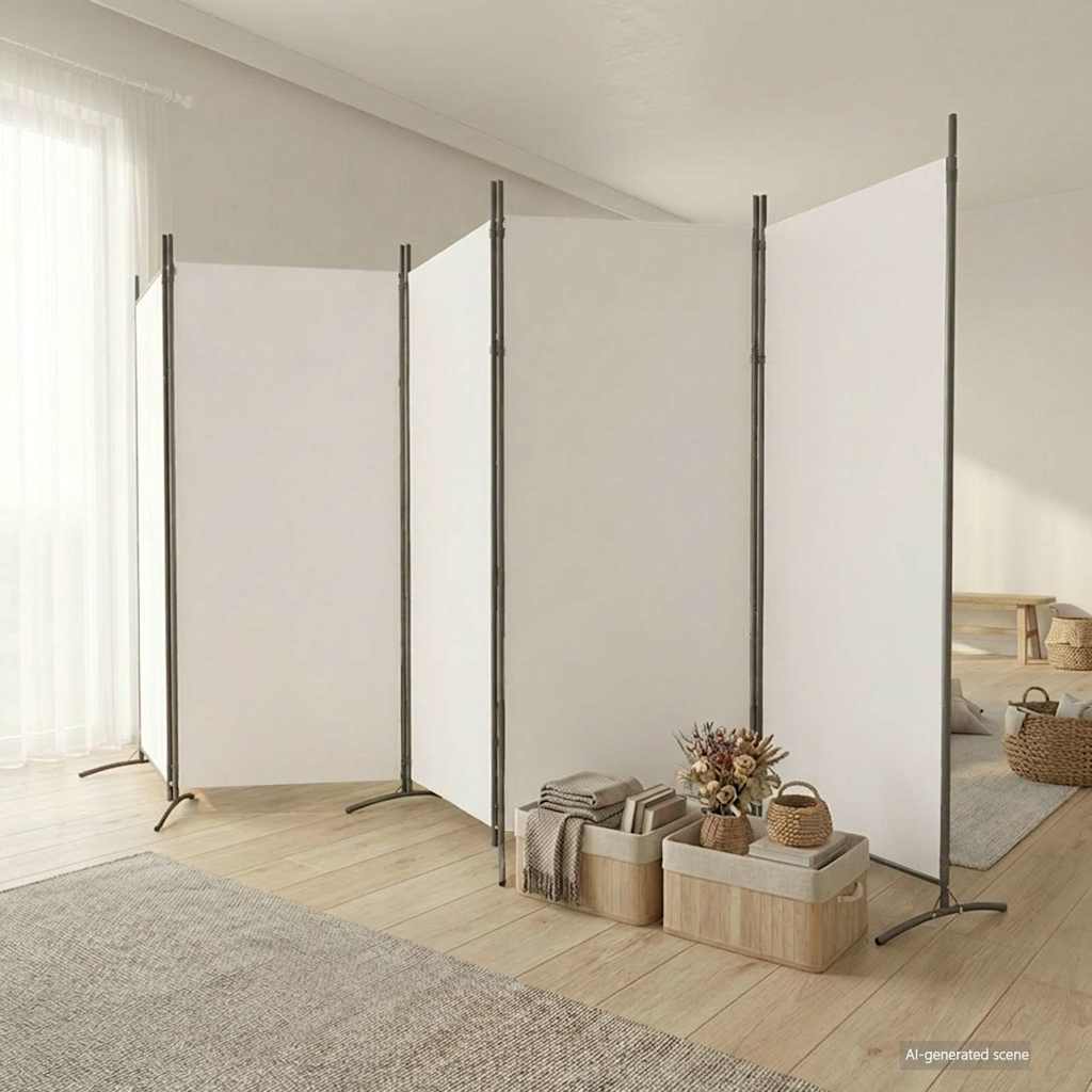 5-Panel Room Divider in White