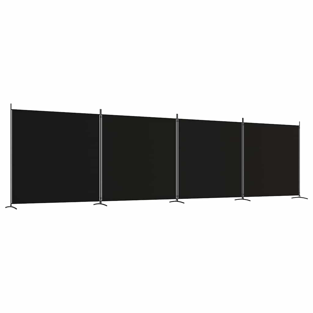 vidaXL 4-Panel Room Divider Black 698x180 cm Fabric 2